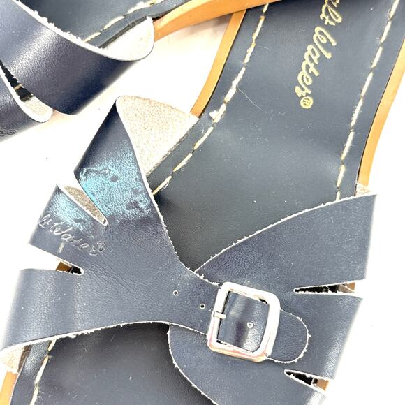 Saltwater Classic Slide Sandals 6 Navy Blue Nautical Travel Beach Resort - Picture 3 of 7